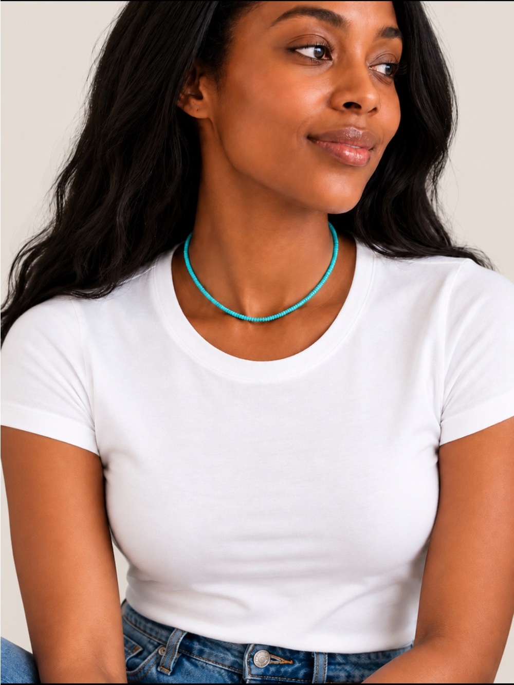 New! Turquoise Beaded Y2K Colorful Necklace NWOT 3027